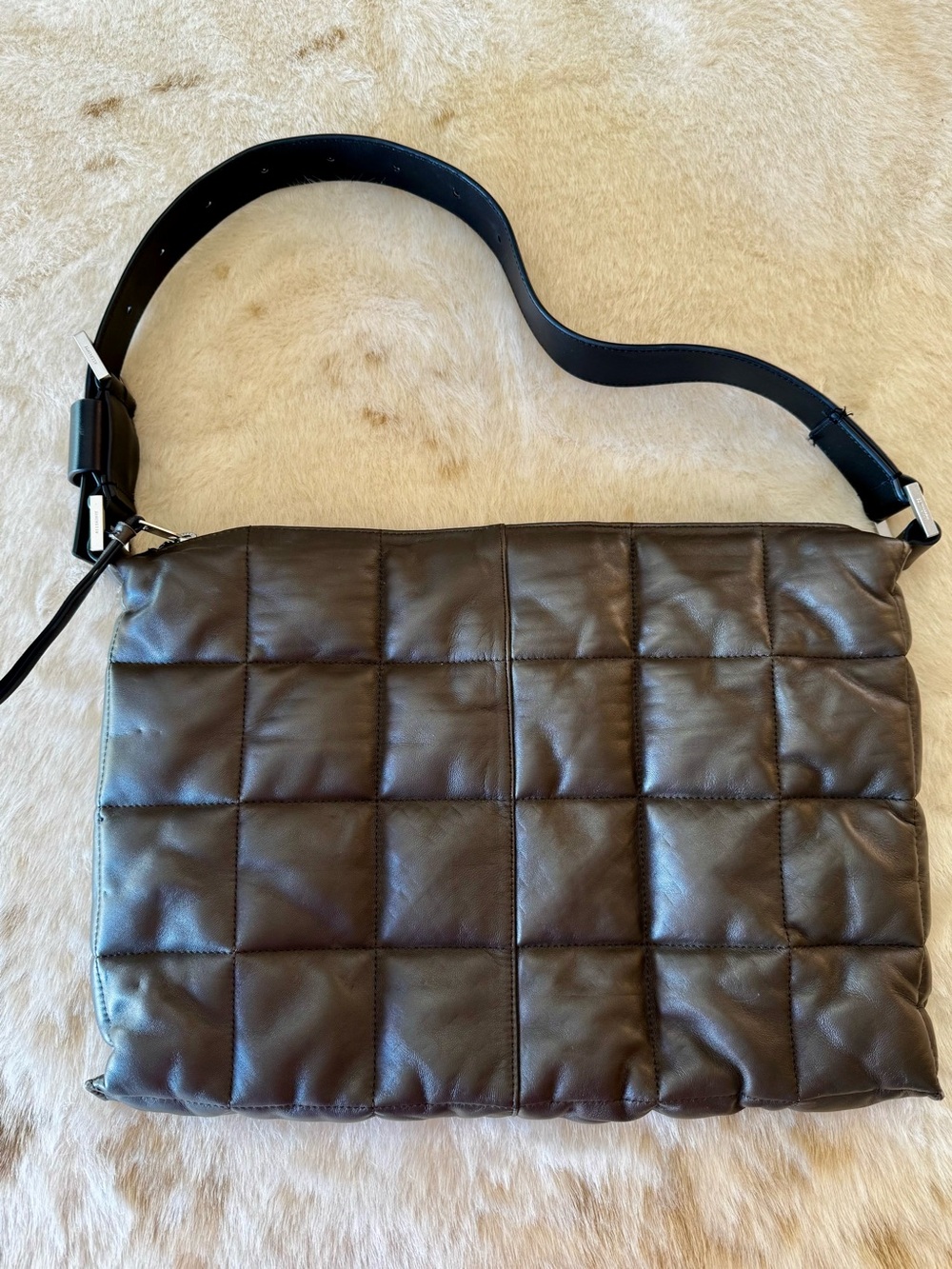 AllSaints Edburg choc brown leather puffer shoulder bag - Picture 2 of 10